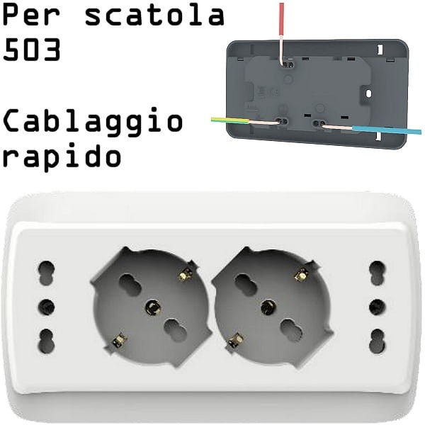 Kit 2 schuko 10/16A+2 bipasso 10/16A per scatola 503 - IMQ